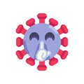 Coronavirus emoticon making silent flat icon