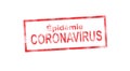 Coronavirus epidemia in red stamp illustration and french translation