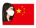 Coronavirus epidemic in China, young female character wearing a protectiv Royalty Free Stock Photo