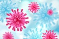 Coronavirus epidemic concept. Flu virus, pathogen microorganism medical background. Vector 3d abstract viruses Royalty Free Stock Photo