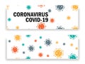 Coronavirus epidemic pattern. Different Kinds of Viruses. Vector coronavirus logo of COVID-19 seamless repeating pattern