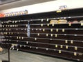 Baked goods on an otherwise empty grocery store shelf