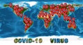 Coronavirus epidemic, word COVID-19 on global map. Novel coronavirus outbreak in China, spread of corona virus in world. COVID-19 Royalty Free Stock Photo