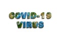 Coronavirus epidemic, word COVID-19 on global map. Novel coronavirus outbreak in China, spread of corona virus in world. COVID-19 Royalty Free Stock Photo