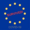 Coronavirus EU Flag Cartoon nCoV 19 Vector Banner. COVID-19