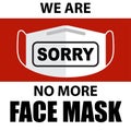 Coronavirus face mask out of stock sign