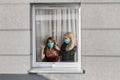 Coronavirus. Family using mask for virus protection. Mother with daughter stay at home for quarantine outbreak Wuhan coronavirus