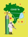 Coronavirus fight poster. Brazil will fight against Covid-19 social media post. Vector Illustration design