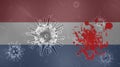 Coronavirus: flag with blood of Netherlands