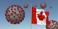 Coronavirus with Flag of Canada. Realistic 3d illustration