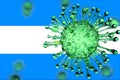 Coronavirus and flag of Nicaragua, national pandemic concept, 3d rendering