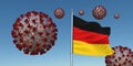 Coronavirus with Flag of Germany. Realistic 3d illustration