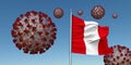 Coronavirus with Flag of Peru. Realistic 3d illustration