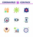 CORONAVIRUS 9 Flat Color Icon set on the theme of Corona epidemic contains icons such as drop, virus, protection, covid, blood