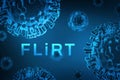 Coronavirus FLiRT variant background design with virus and text. New covid variant Royalty Free Stock Photo