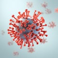 Coronavirus or Flu virus isolated, microscopic view of floating influenza virus cells. Microbiology And Virology Concept