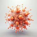 Coronavirus or Flu virus isolated, microscopic view of floating influenza virus cells. Microbiology And Virology Concept