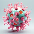 Coronavirus or Flu virus isolated, microscopic view of floating influenza virus cells. Microbiology And Virology Concept