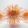 Coronavirus or Flu virus isolated, microscopic view of floating influenza virus cells. Microbiology And Virology Concept