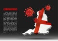 coronavirus fly over map of England within national flag