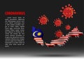 coronavirus fly over map of malaysia within national flag