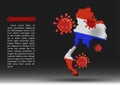 coronavirus fly over map of Thailand within national flag