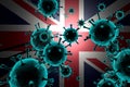 Coronavirus global pandemic. COVID 19 viruses are attacking the United Kingdom Royalty Free Stock Photo