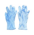 Coronavirus hand drawn watercolor medical gloves