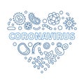 Coronavirus Heart vector concept blue linear illustration