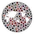 CoronaVirus Hole Round Map of Global World Mosaic