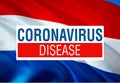 Coronavirus in Holland flag with DISEASE DISEASE Sign, 2019-nCoV Novel Coronavirus Bacteria. 3D rendering Stop Coronavirus and No