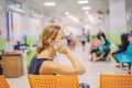 Coronavirus in the hospital covid 19. Woman in a medical mask Patients In Doctors Waiting Room Royalty Free Stock Photo