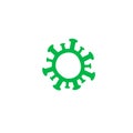 Coronavirus icon, green simple symbol of virus and bacteria, cartoon infection shape. Computer virus icon. Vector logo.