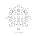 Coronavirus icon. Simplified image of the CO VID-19 molecule. Circular symbol with the image of a coronavirus on a white backgroun