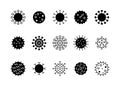 Coronavirus icons. Covid-19 virus warning symbols, dangerous flu disease and pneumonia prevention signs. Vector corona