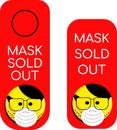 Coronavirus illustration - face medical mask sold out, banner , sticker, hander