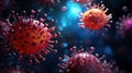 Coronavirus illustration. Virus in a microscope close up