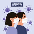 Coronavirus image with human people. vector