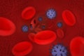 Coronavirus infected blood flows through a vessel Royalty Free Stock Photo