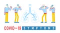 Coronavirus Infection Infographic. People Characters with Mers-cov Symptoms Dry Cough, Shortness of Breath