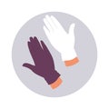 Coronavirus infection preventive icon, hands in gloves vector
