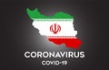 CoronaVirus in Iran and Country flag inside Country border Map Vector Design