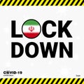 Coronavirus Iran Lock DOwn Typography with country flag