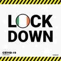 Coronavirus Ireland Lock DOwn Typography with country flag