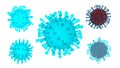 Coronavirus isolated on white background. 3D-rendering. Blue color. Royalty Free Stock Photo