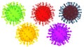 Coronavirus isolated on white background. 3D-rendering. Different colors. Royalty Free Stock Photo