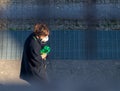 Coronavirus Italy in quarantine woman with mask