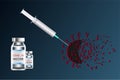 Vaccination against coronavirus. Killing or destroying coronavirus COVID-19 concept background.