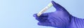 Coronavirus lab testing concept test tube in hand Royalty Free Stock Photo