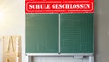 CORONAVIRUS - Leere Tafel im Klassenzimmer in der Schule und rotem Royalty Free Stock Photo